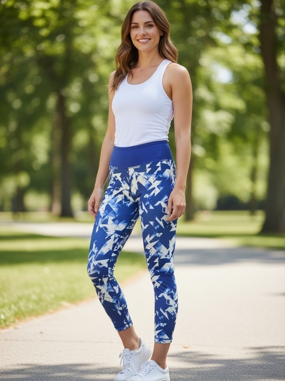 Under Armour Blue & White Abstract High-Rise Leggings